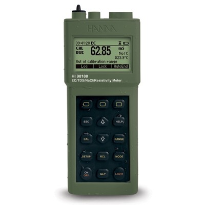 意大利哈纳防水型便携式EC/ TDS/ KΩ/NaCI/°C测定仪HI98188