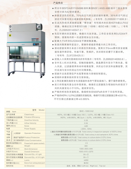 苏州安泰二级生物洁净安全柜BHC-1300IIA2（停产，用BSC替代）